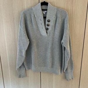 Lunya Gray Button-Up Sweater